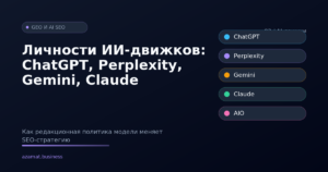 Редакционные личности AI-движков: ChatGPT, Perplexity, Gemini, Claude, AI Overviews