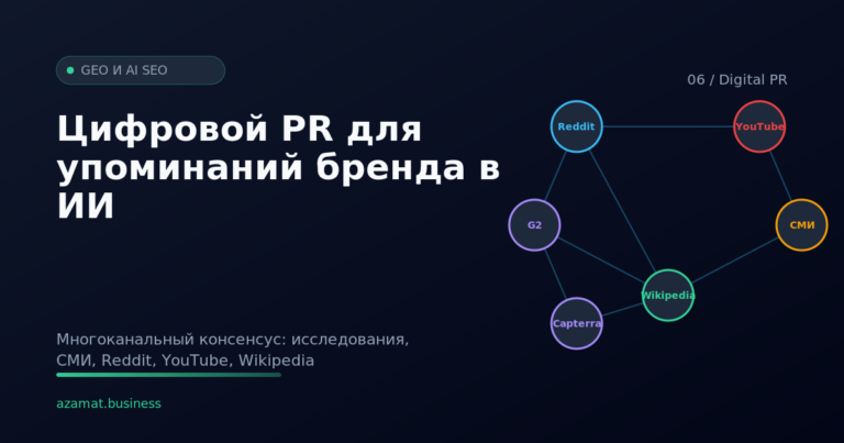 Сеть упоминаний бренда: Reddit, YouTube, СМИ, Wikipedia, G2, Capterra