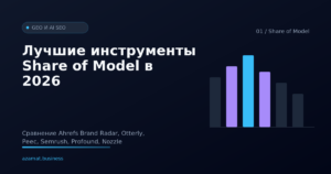 Сравнение инструментов отслеживания Share of Model: Ahrefs, Otterly, Peec, Semrush, Profound, Nozzle
